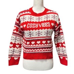 Art‎ Class Cozy Vibes Red Fair Isle Christmas Sweater Size XL Festive Holiday